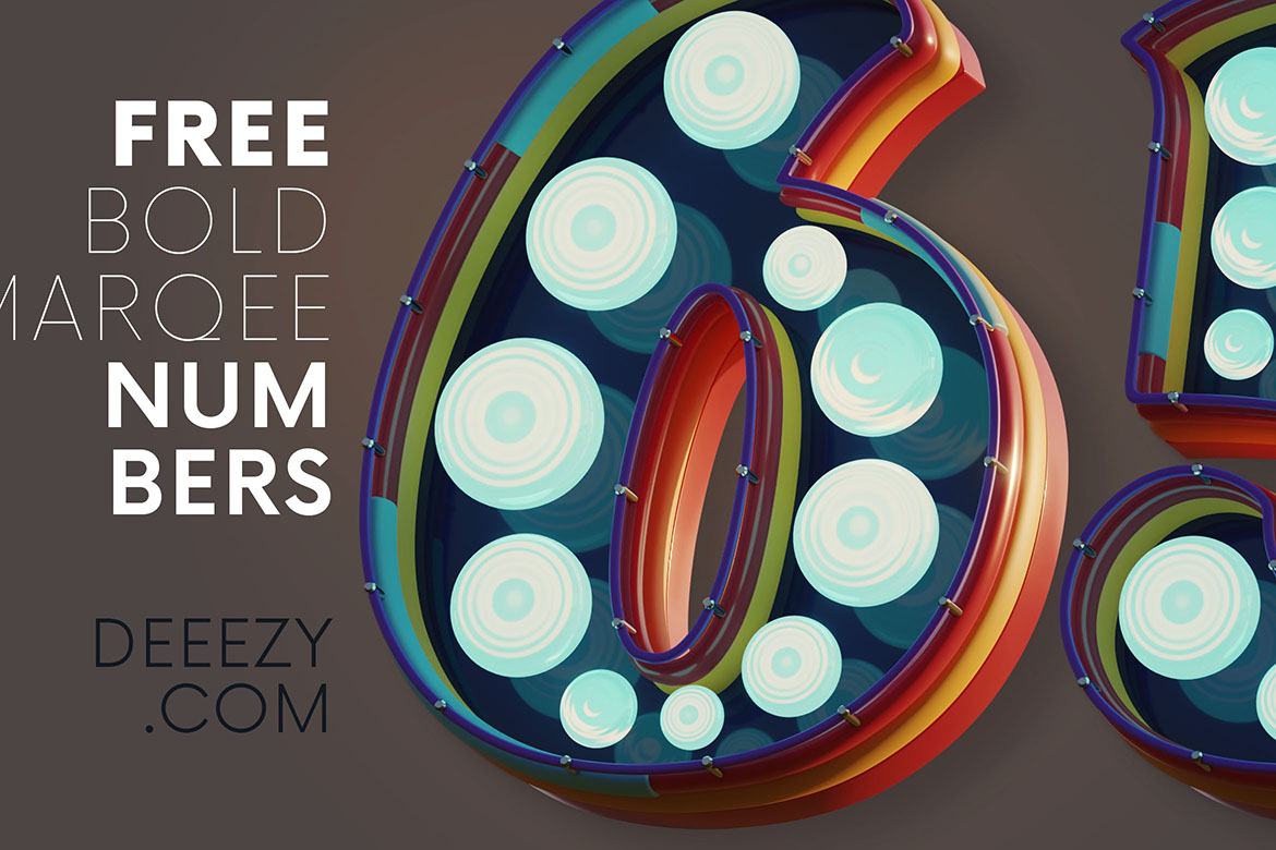 Bold Marquee - Free 3D Numbers alternate