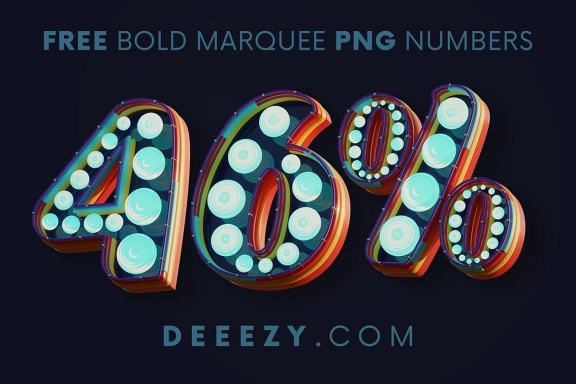 Bold Marquee - Free 3D Numbers
