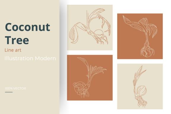 Coconut tree line art 1 - Free
