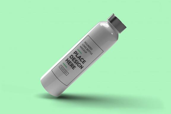 Long Rounded Plastic Bottle - Free Mockup