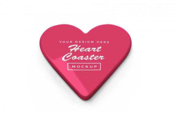 Valentine Heart Coaster - Free Mockup Template