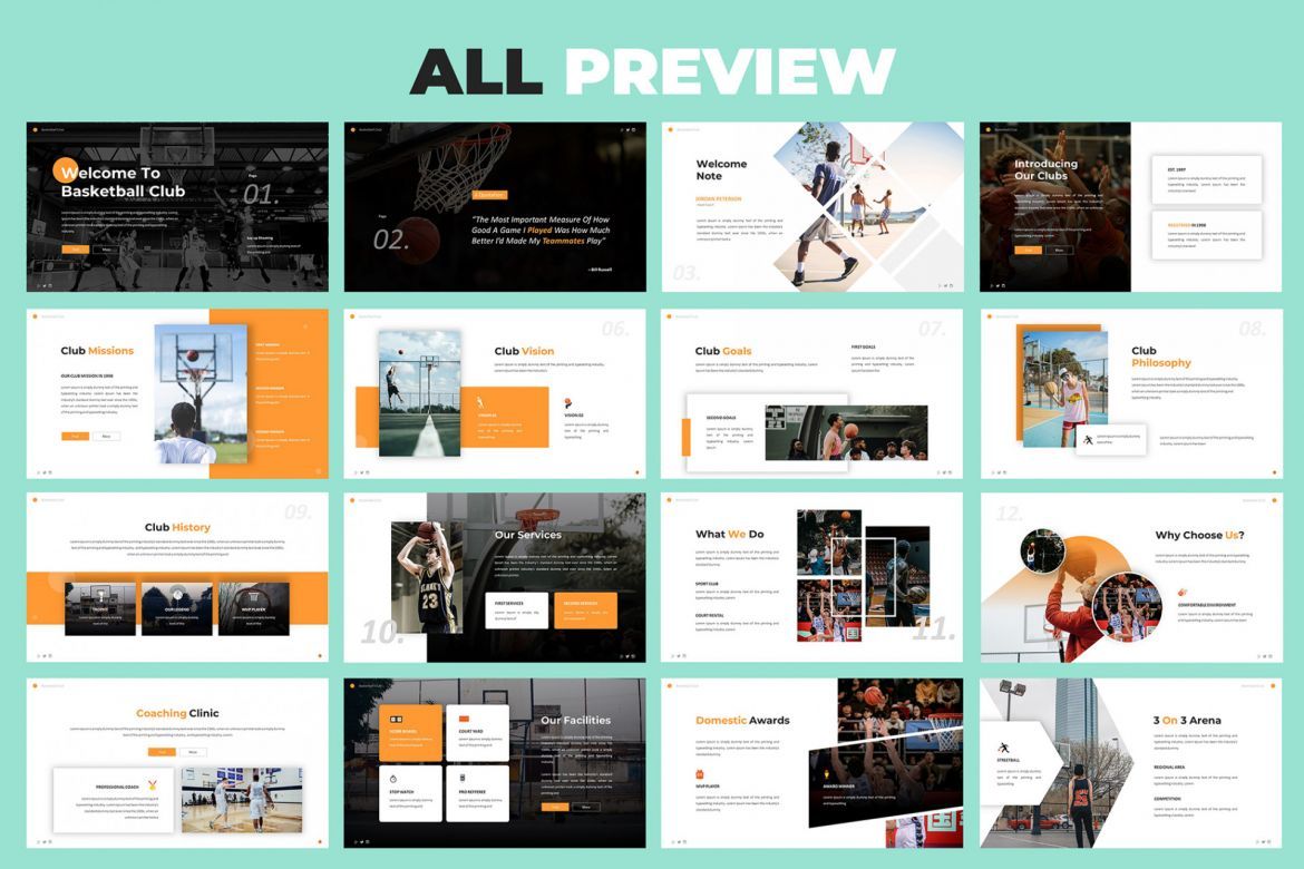 Basketball Club Powerpoint Template - view 3