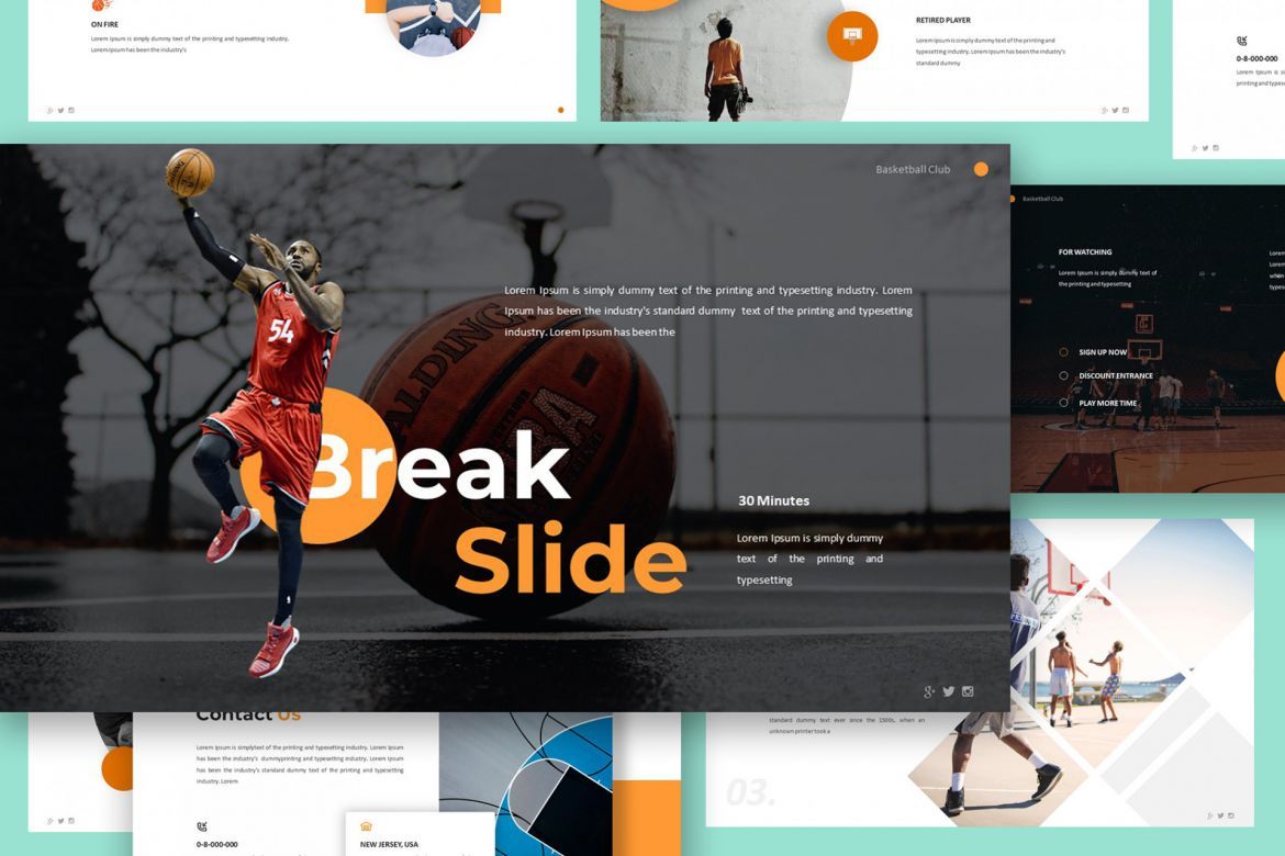 Basketball Club Keynote Template alternate