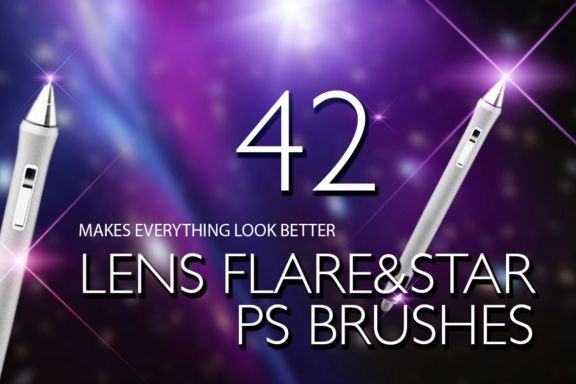 42 Lens Flare & Stars Photoshop Brushes