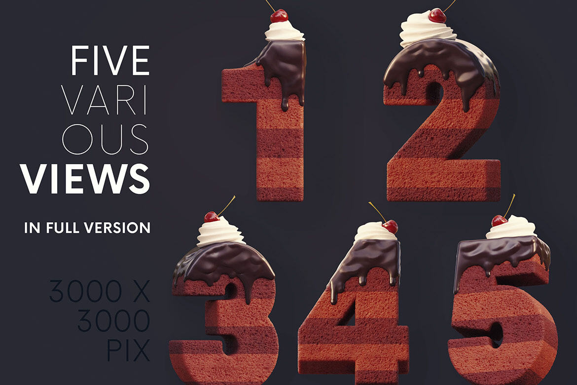 Cherry Cake - Free 3D Lettering - view 3