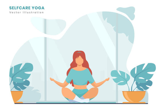 Multipurpose Modern Yoga Meditation Flat Vector Illustration