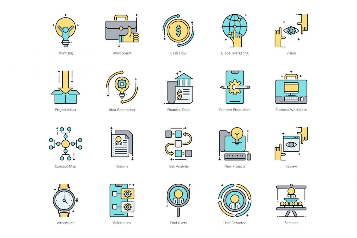 74 Project Management Icons | Aqua - view 3