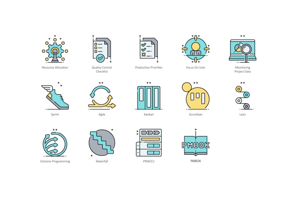 74 Project Management Icons | Aqua - view 5