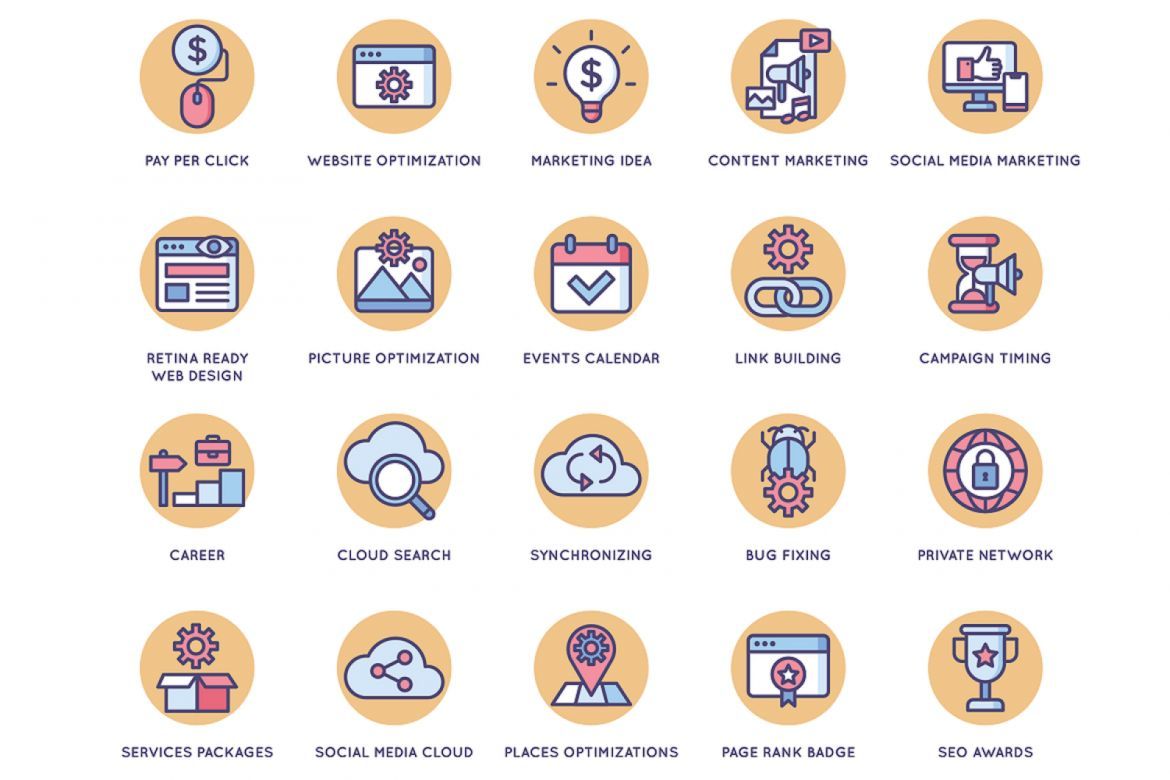 108 Online Marketing Icons | Butterscotch - view 3