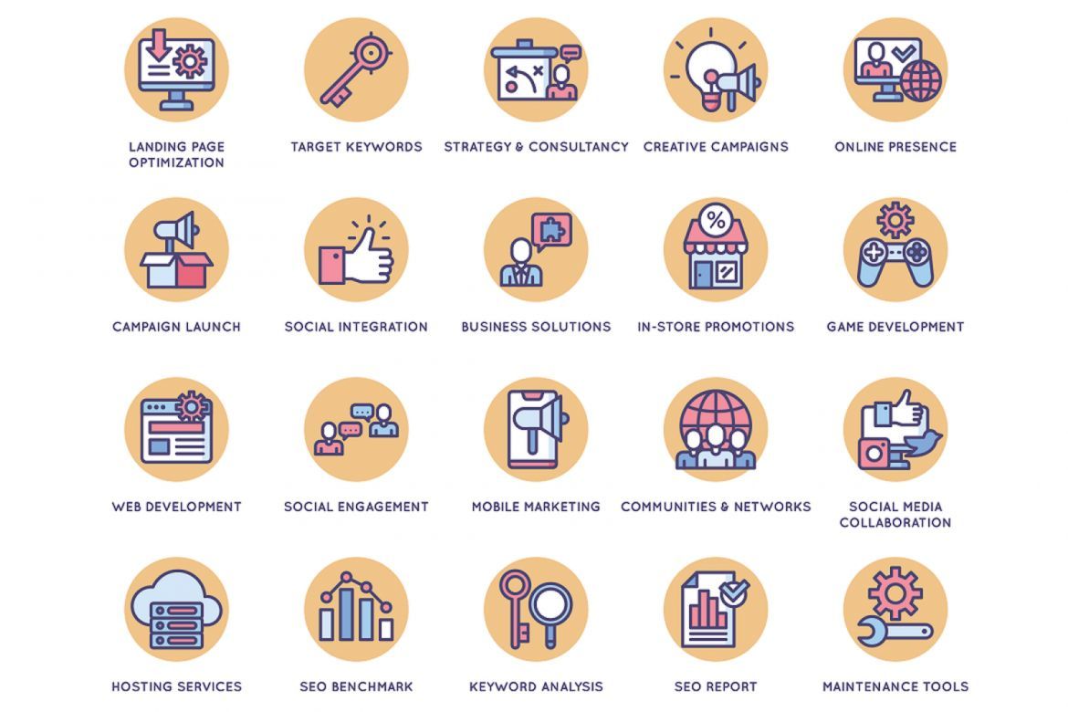 108 Online Marketing Icons | Butterscotch - view 4