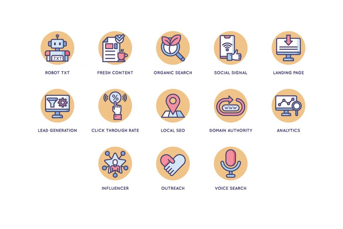 108 Online Marketing Icons | Butterscotch - view 7
