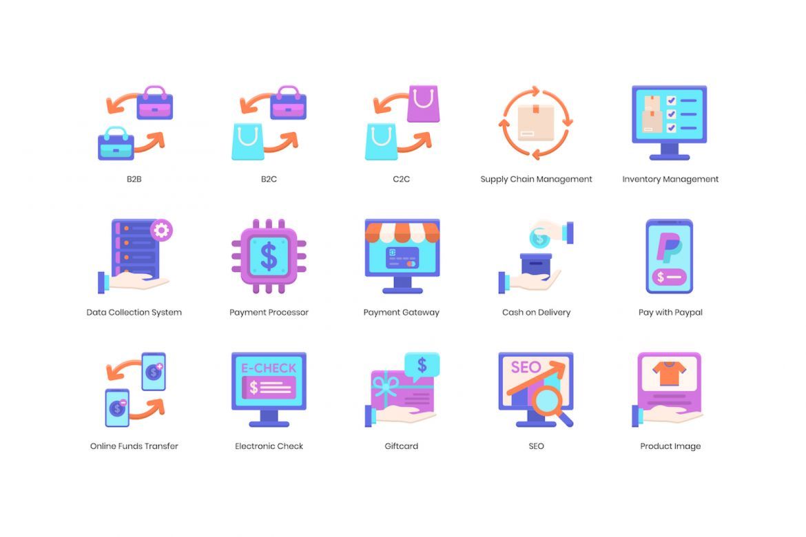 90 E-Commerce Icons | Violet - view 5