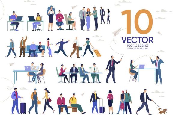 People Scenes Flat Collection