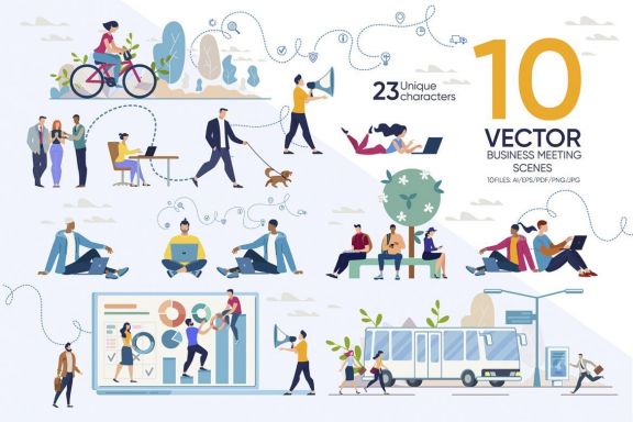 Business Meeting Vector Scenes