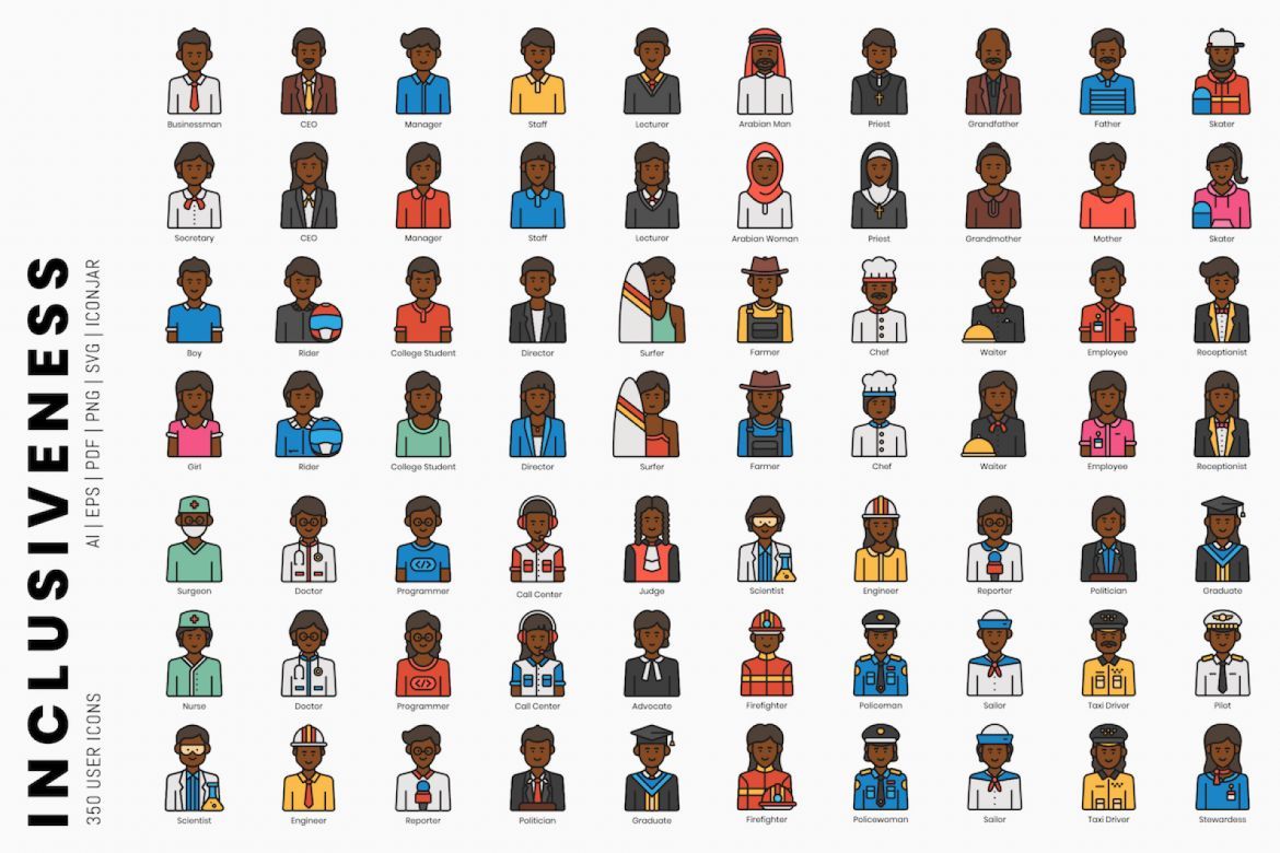 Inclusiveness - 350 User Icons alternate