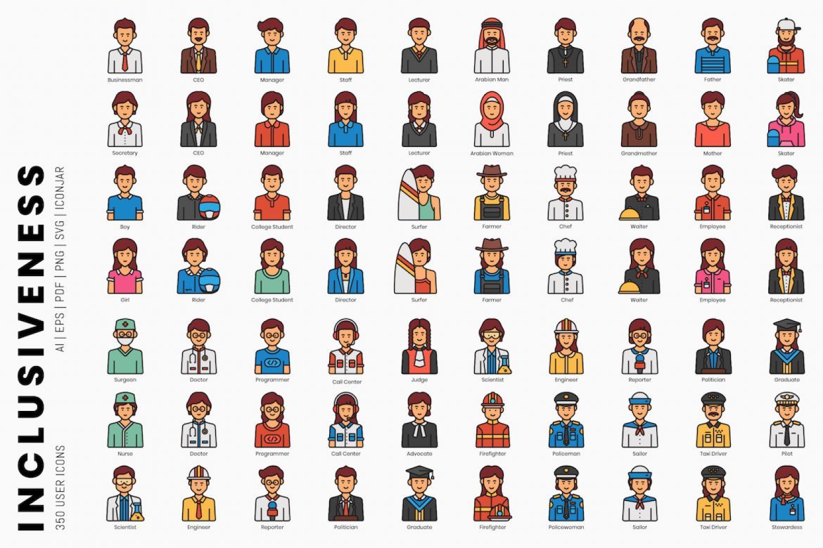 Inclusiveness - 350 User Icons - view 5