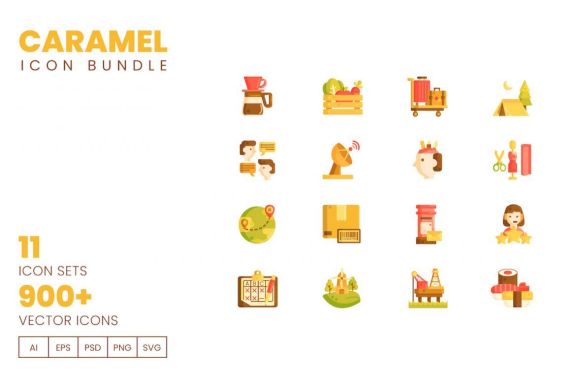 900+ Icons - Caramel Vector Bundle