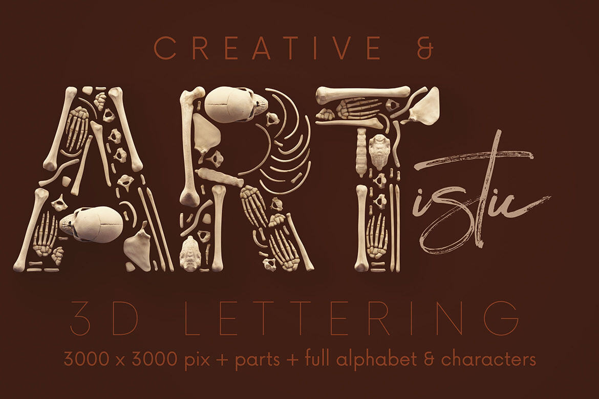 Skull Numbers - Free 3D Lettering - view 3