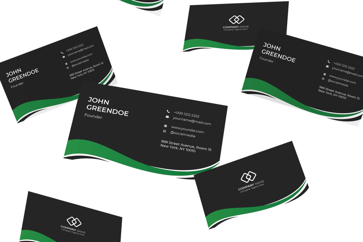 Green Flow Business Card Template - view 2