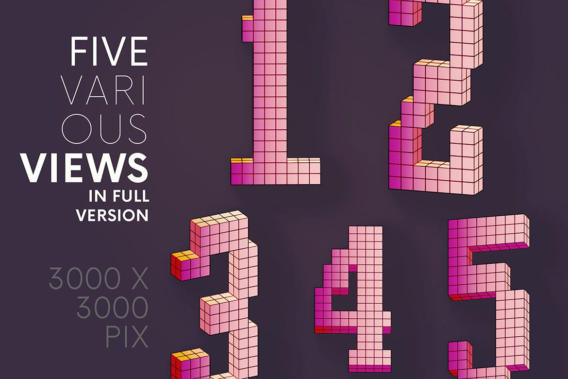 Pixel 2 - Free 3D Lettering - view 3