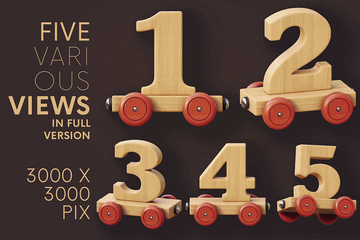 Wooden Train - Free 3D Lettering - view 3