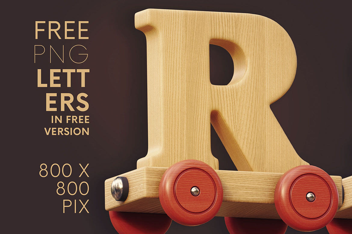Wooden Train - Free 3D Lettering alternate