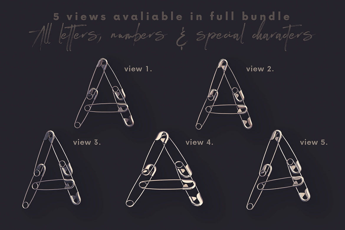 Safety Pins - Free 3D Lettering - view 3
