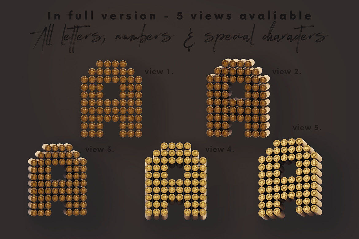 Bullets - Free 3D Lettering - view 3