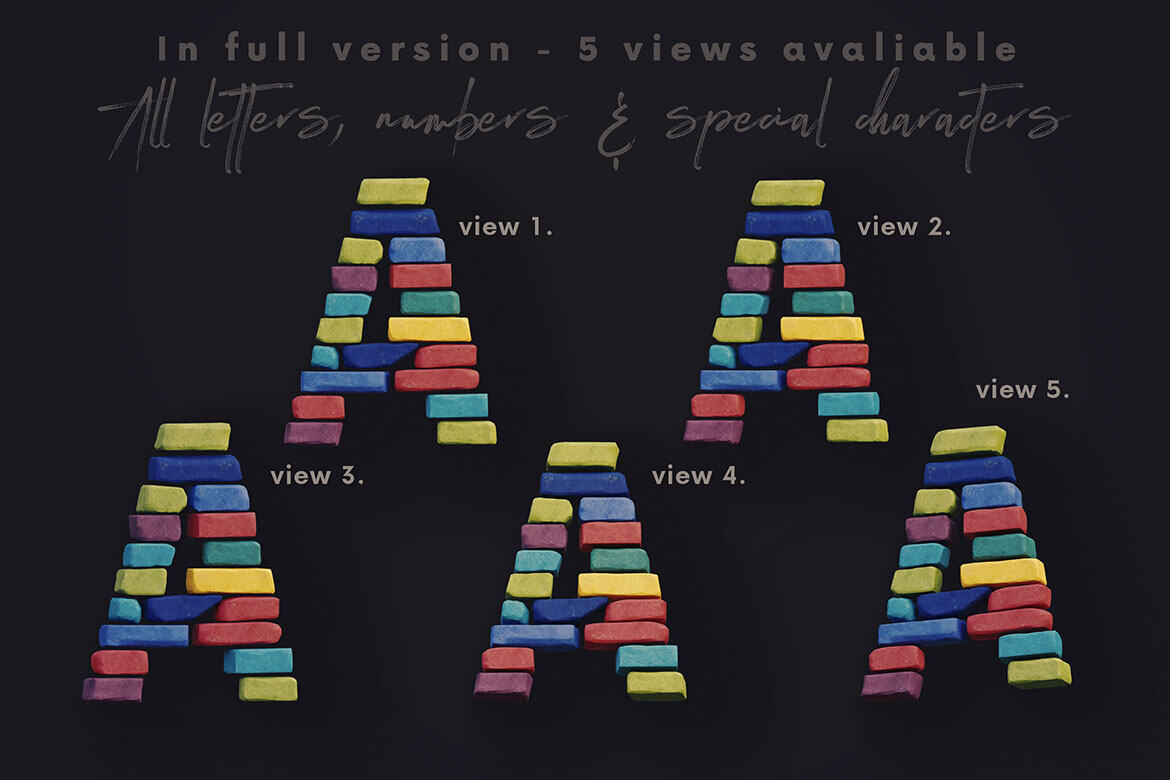 Color Bricks - Free 3D Lettering - view 3