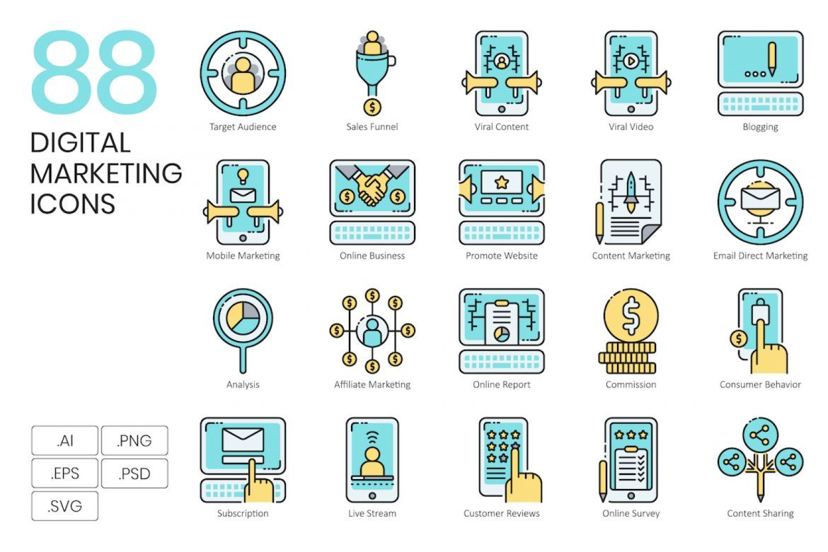 1400+ Icons - Aqua Vector Bundle - view 8
