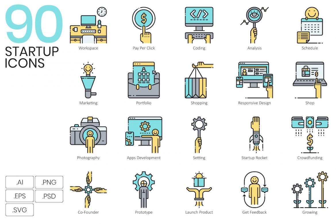 1400+ Icons - Aqua Vector Bundle - view 18