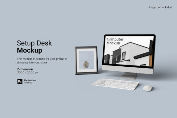 Computer Setup Desk - Free Mockup