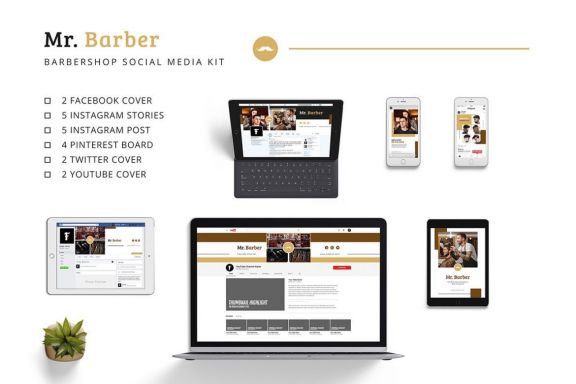 Mr Barber Barbershop Social Media Kit