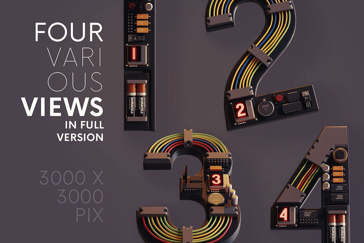 Electro - Free 3D Lettering - view 3