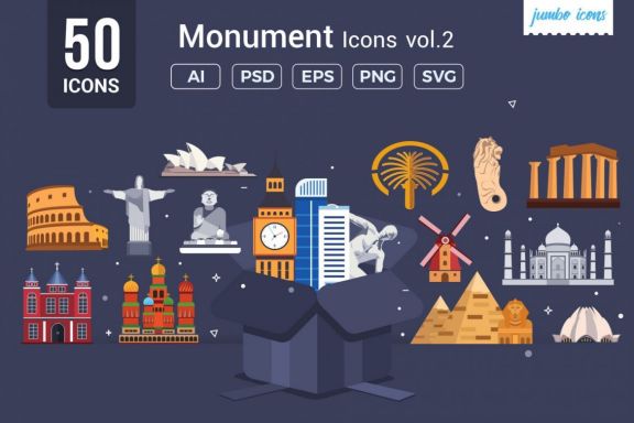 Flat Vector Icons Monument Pack
