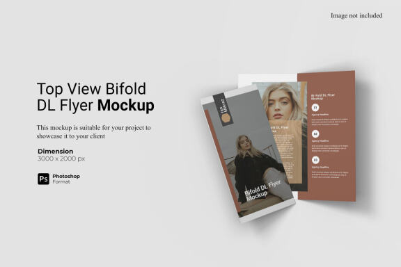 Top View Bifold DL Flyer - Free Mockup