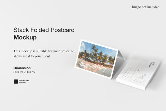 Stack Folded Postcard - Free Mockup - view 1