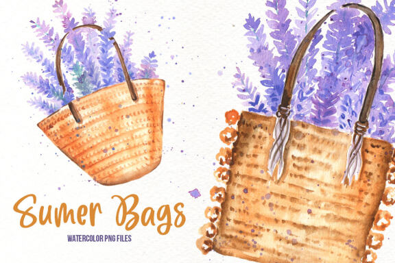 Free Watercolor Summer Bags
