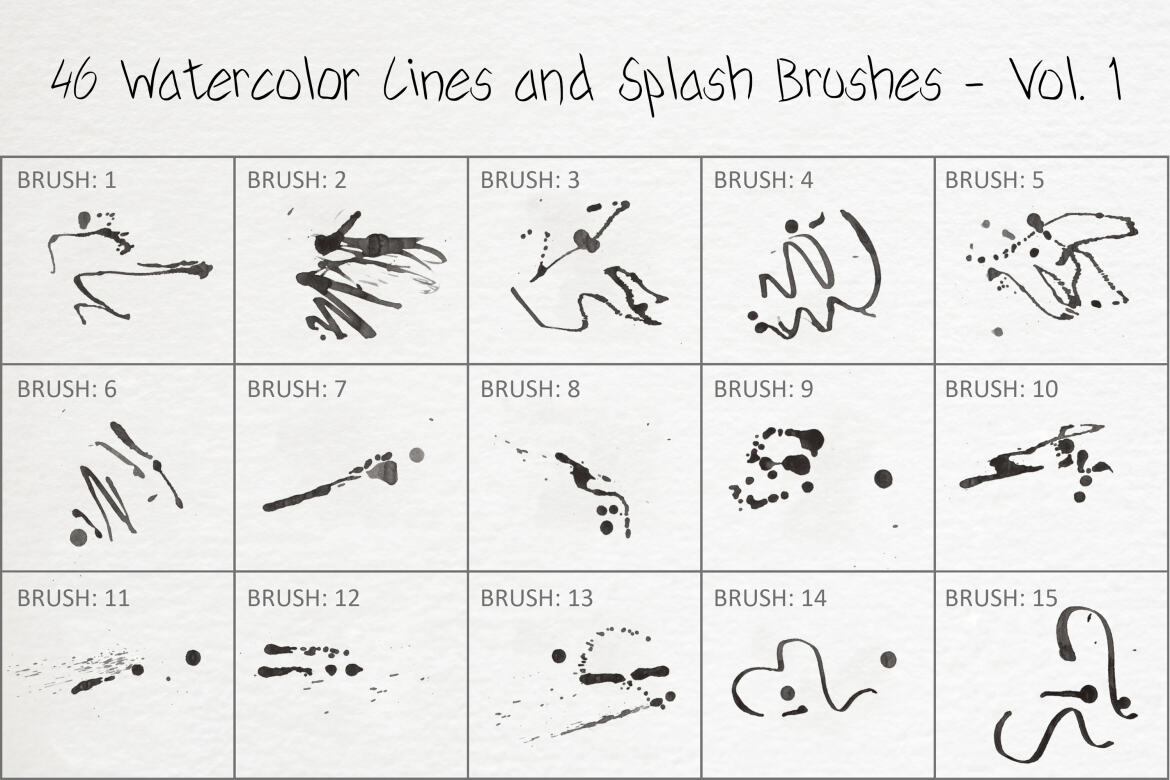 46 FREE Watercolor Lines and Splash Brushes - Vol. 1 - view 3
