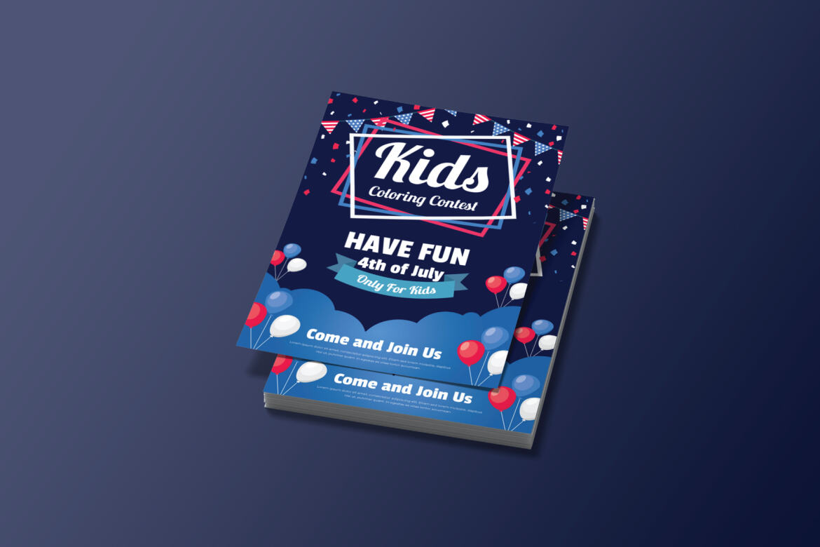 4th of July Kids Coloring Contest - Free Flyer Template alternate