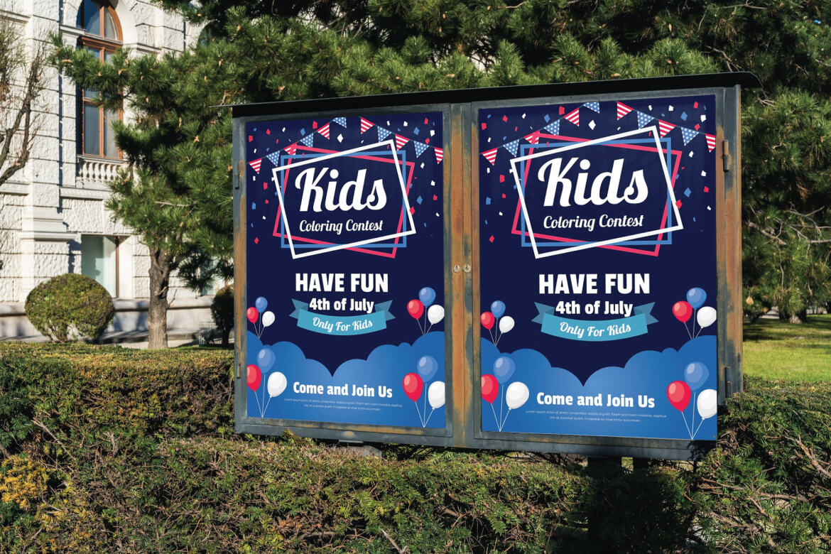 4th of July Kids Coloring Contest - Free Flyer Template - view 3