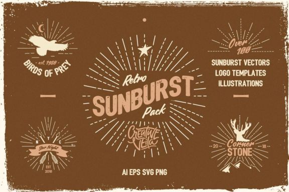 Vintage Glory: Sunburst Vector Set