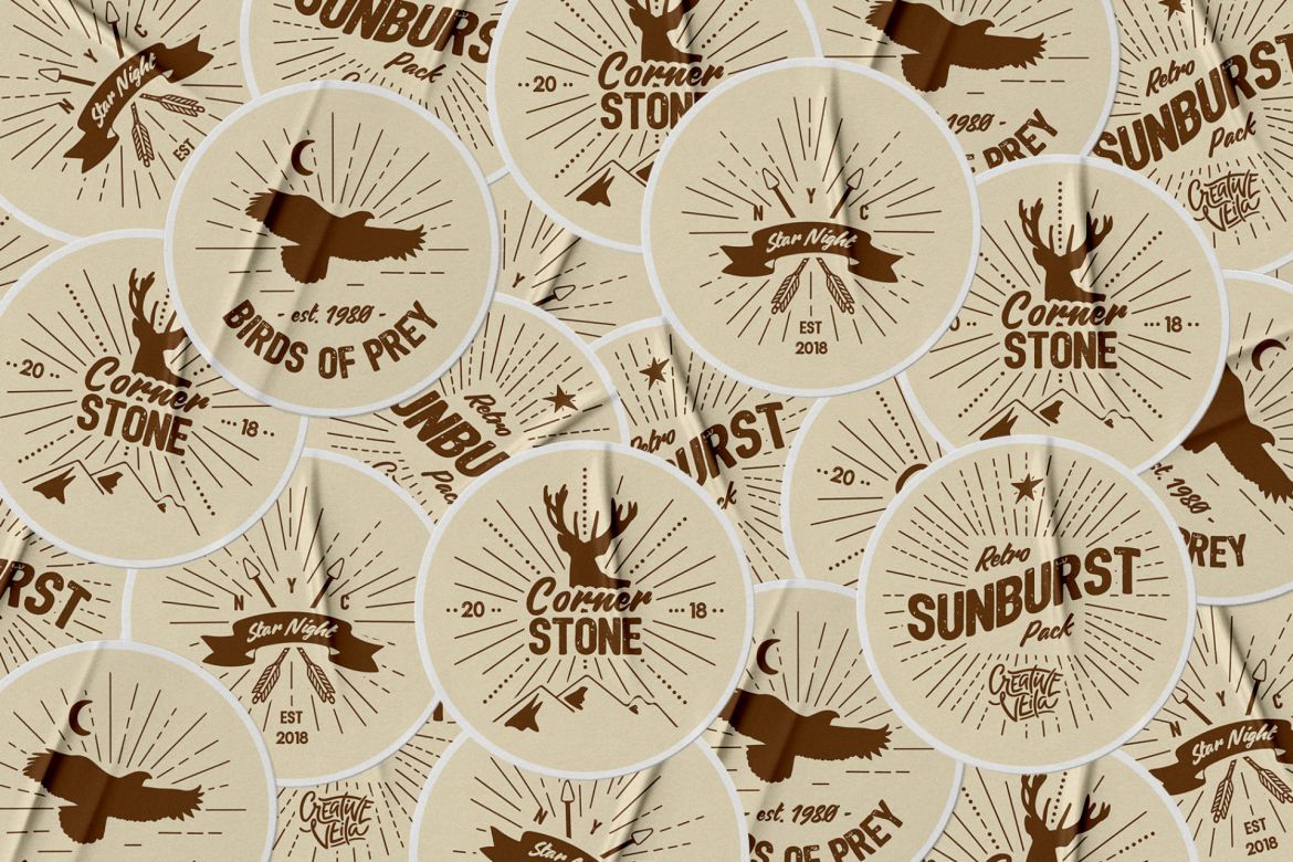 Vintage Glory: Sunburst Vector Set - view 3