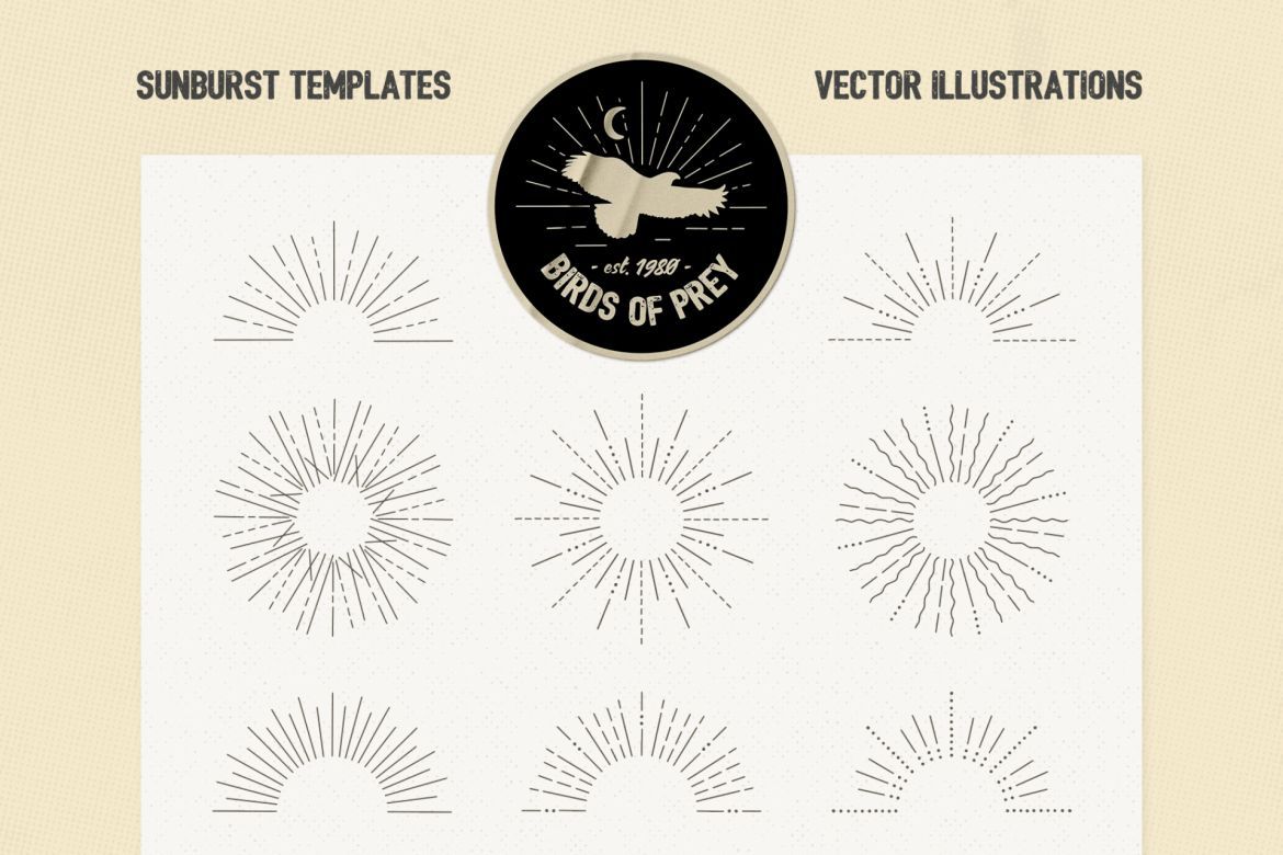 Vintage Glory: Sunburst Vector Set - view 5