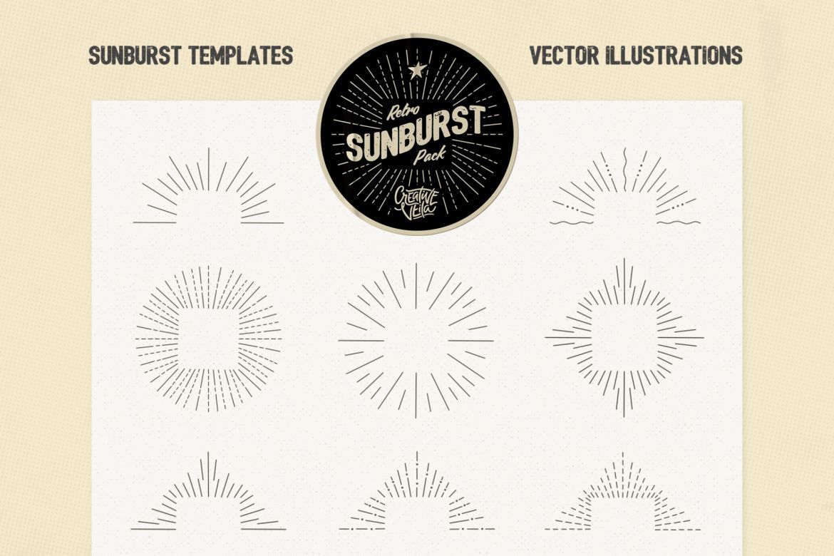 Vintage Glory: Sunburst Vector Set - view 6