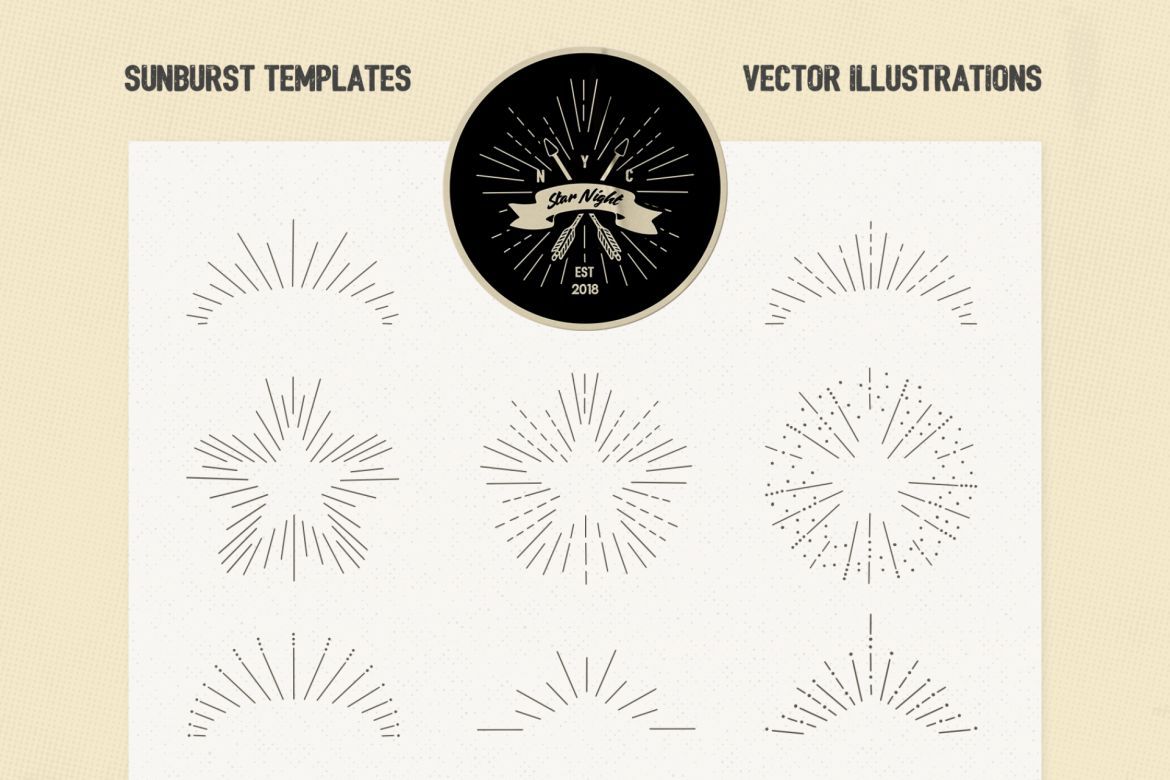 Vintage Glory: Sunburst Vector Set - view 7