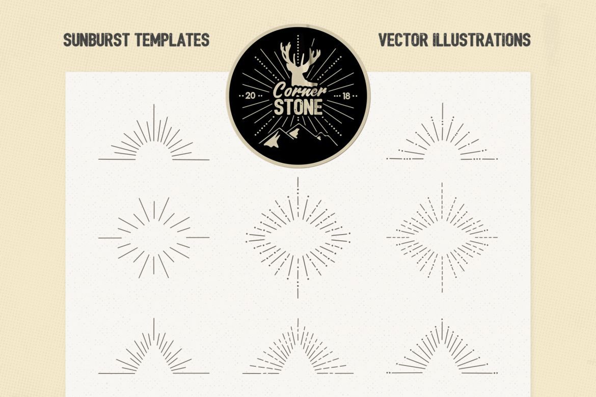 Vintage Glory: Sunburst Vector Set - view 8