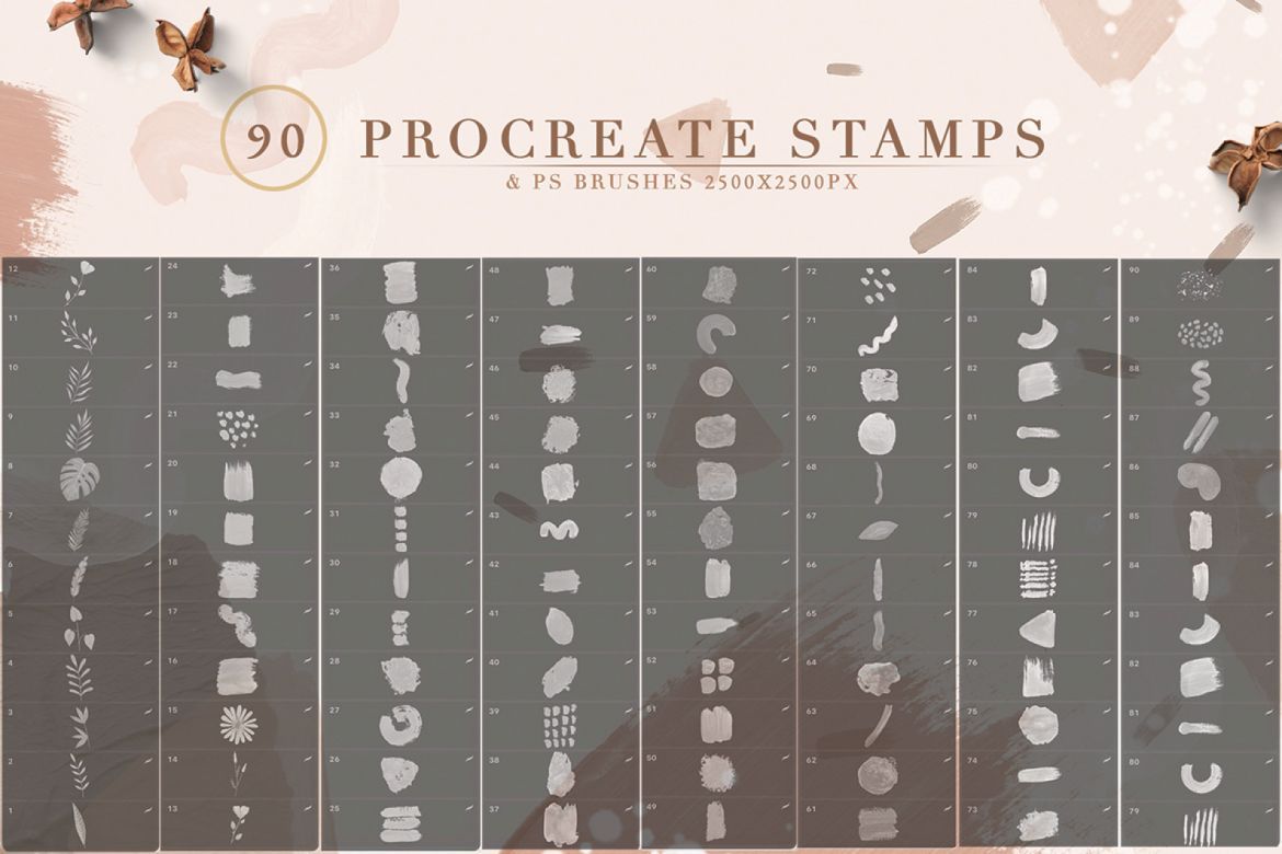 90 Procreate & PS Stamp Brushes - view 3