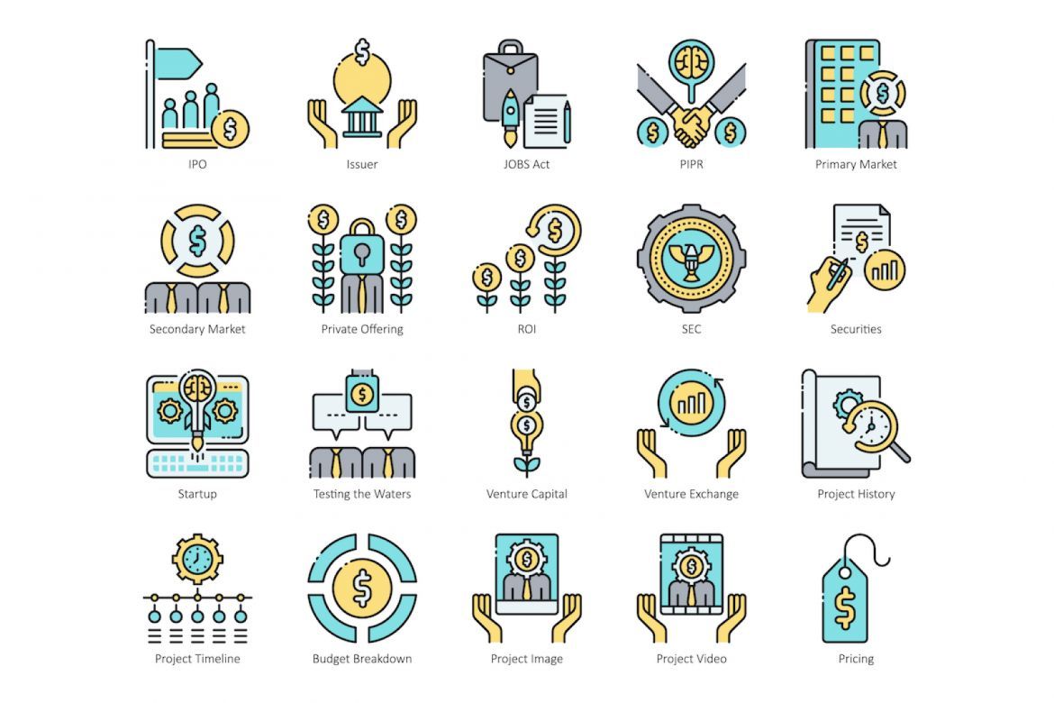 66 Crowdfunding Icons | Aqua - view 3