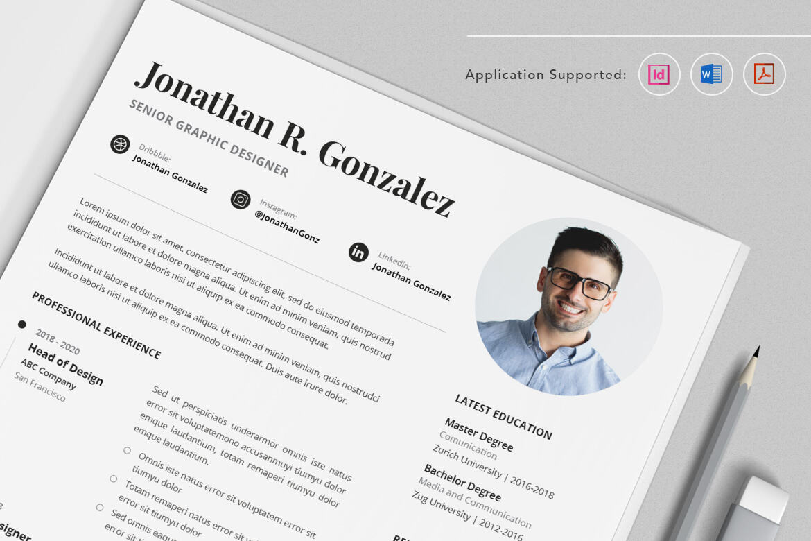 Professional CV FREE Resume Indesign Template Vol.33 alternate